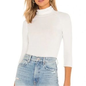 Free People Intimacy White Turtle Neck Quarter Sleeve Top